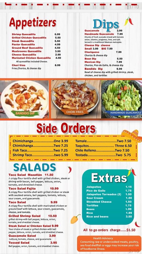 Bandidos Grill & Cantina Kokomo Menu image 3
